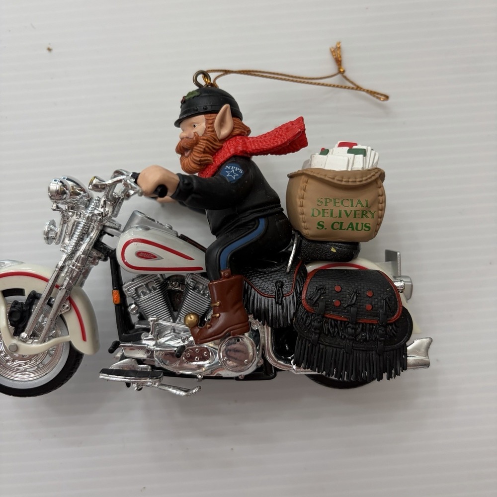 2998 Harley Davidson Special Delivery Elf Christmas Ornament Motorcycle Santa